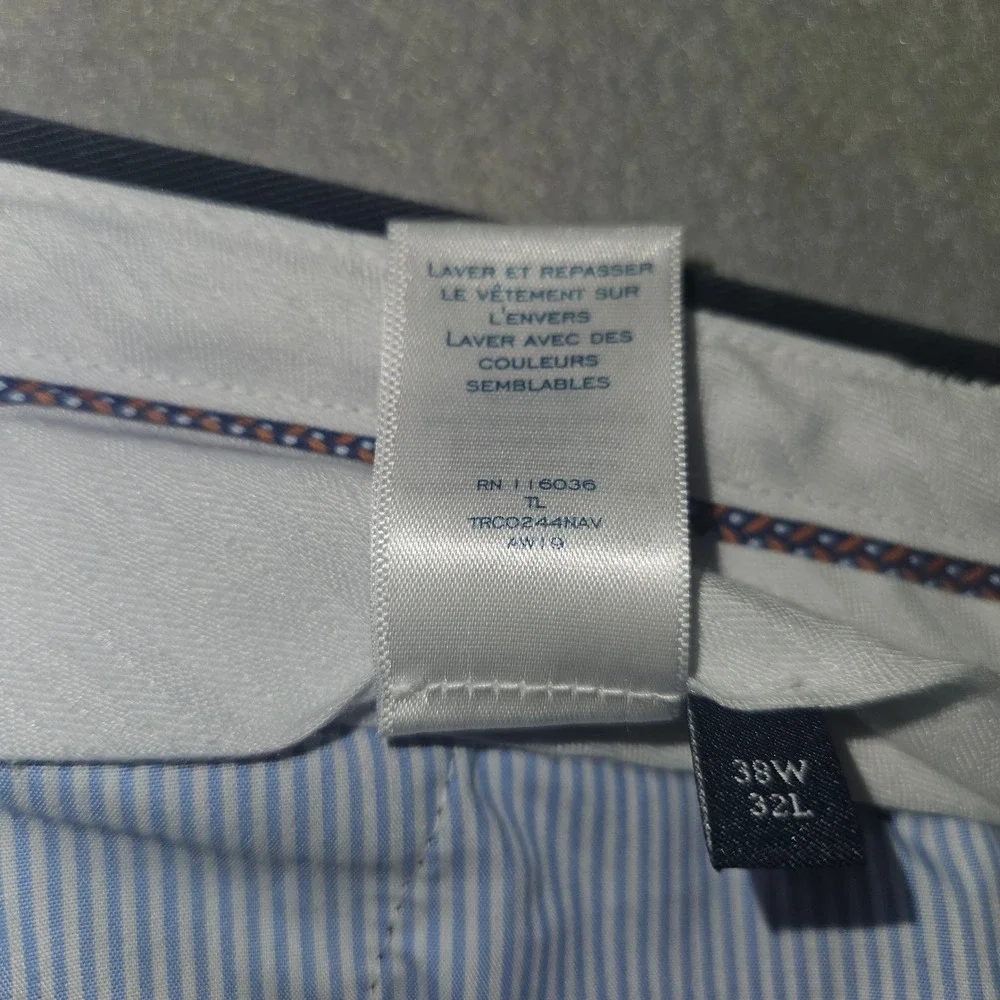 Charles Tyrwhitt Classic Chino Trousers Navy Blue 100% Cotton 38W 32L